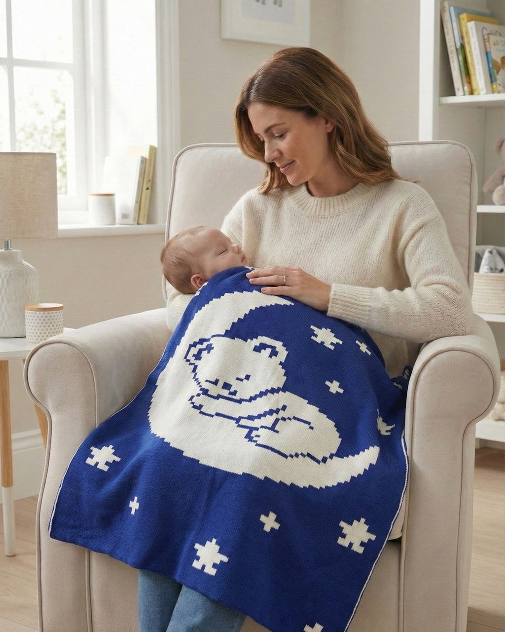 Babydecke Luna - aus 100% extrafeiner Merinowolle (65x75 cm)